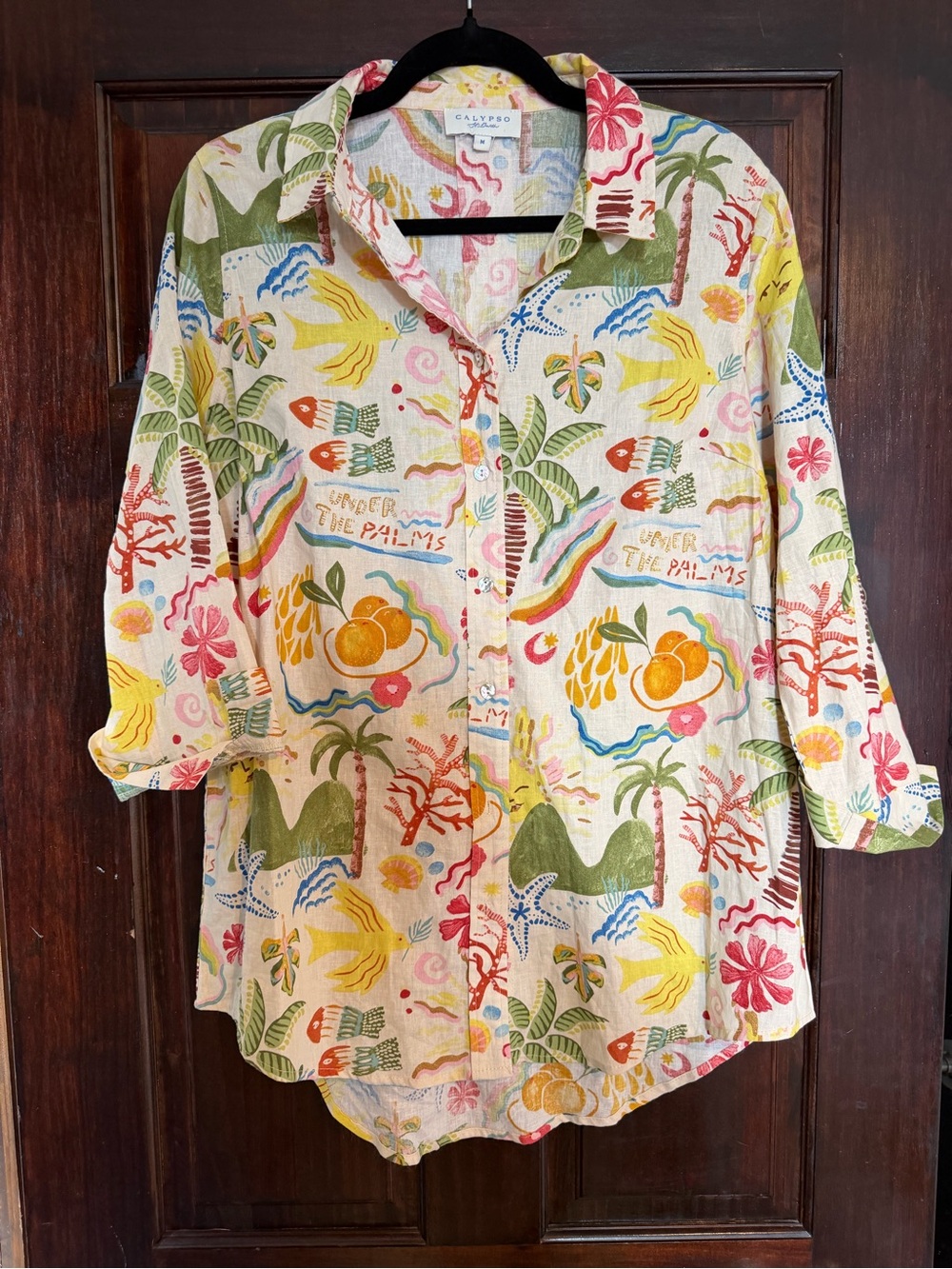 Calypso St. Barth Multicolor Tropical Print Button-Down Shirt